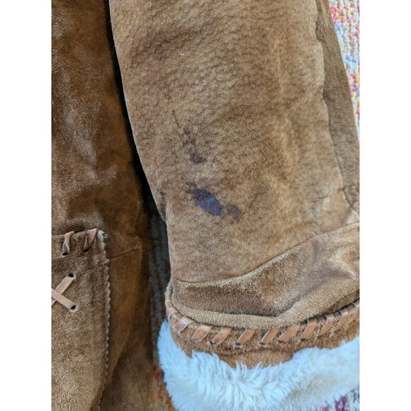 Vintage Ruggedwear Leather Coat-Sm (Fits M/L) - Womens-Faux Shearling Lined-Read - Picture 7 of 16